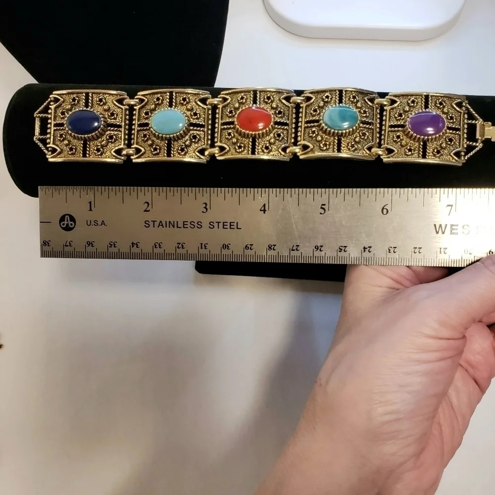 UPDATED AD Sarah Coventry Vintage 60's Bracelet Links Stones - Picture 7 of 16